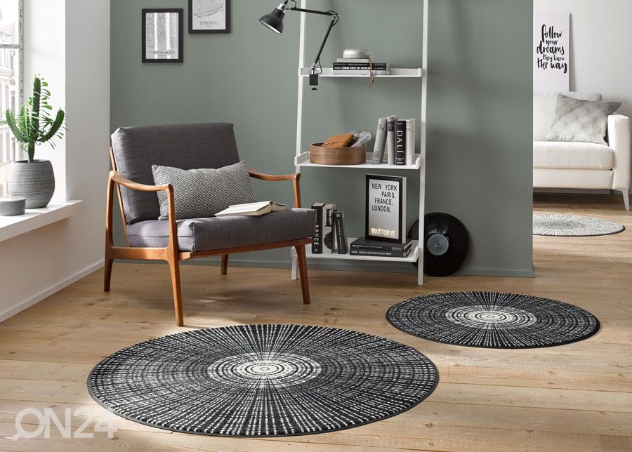 Pyöreä matto Cascara black Ø 85 cm kuvasuurennos