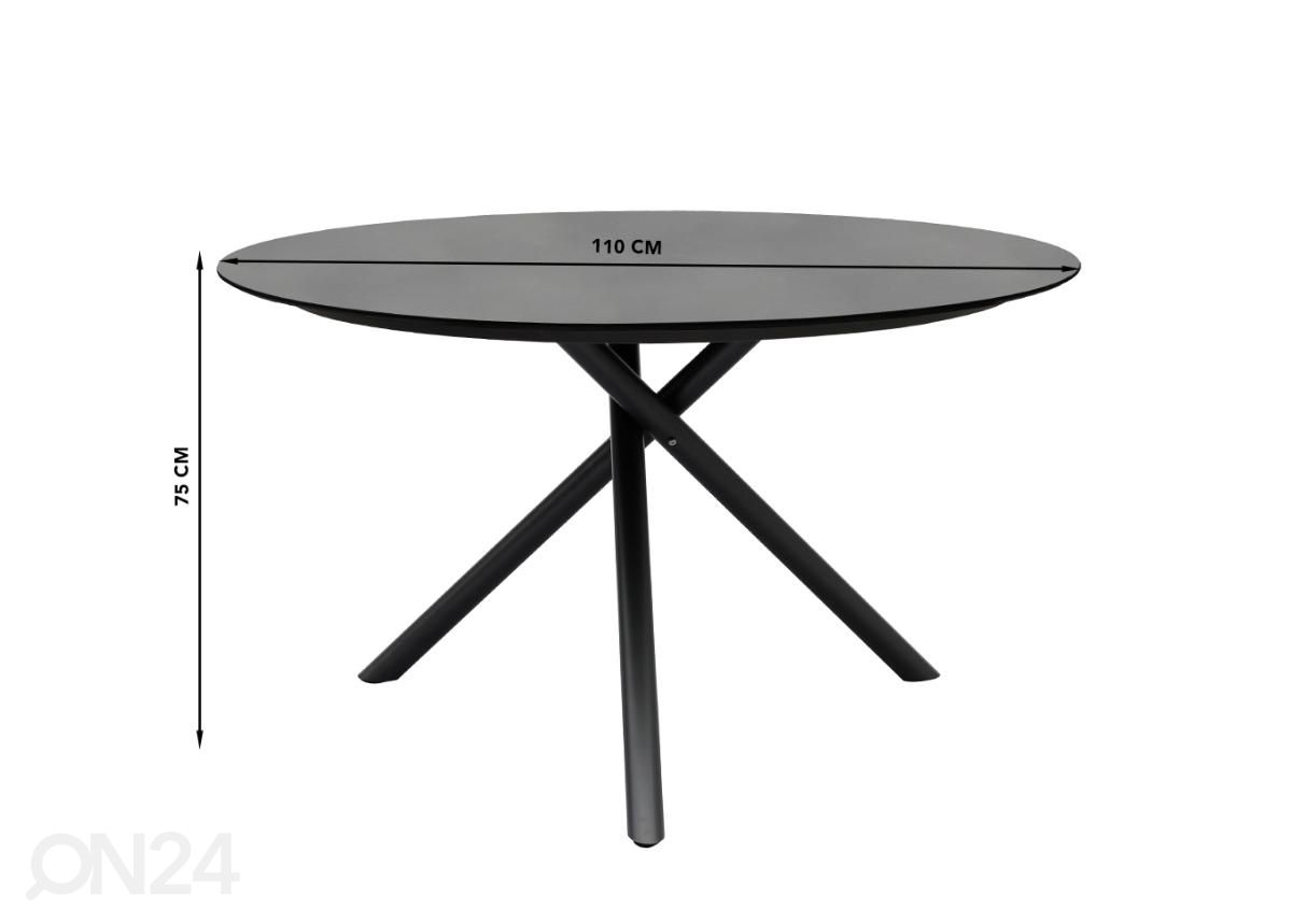 Pyöreä puutarhapöytä Ø 110 cm kuvasuurennos mitat
