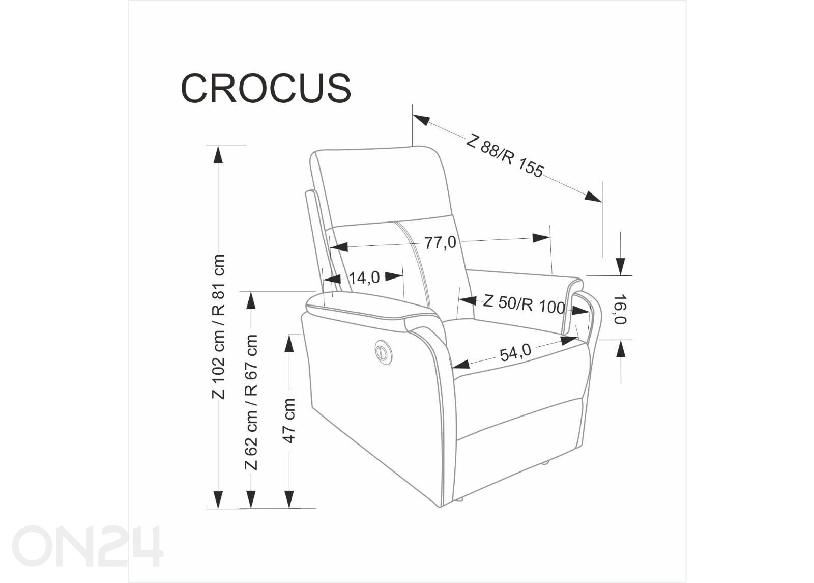Recliner-nojatuoli Crocus kuvasuurennos mitat