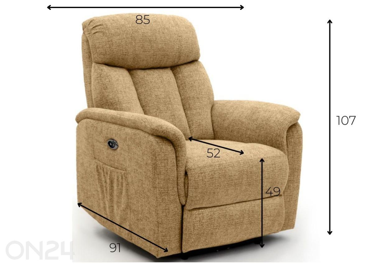 Recliner-nojatuoli Rosaalia, keltainen kuvasuurennos mitat