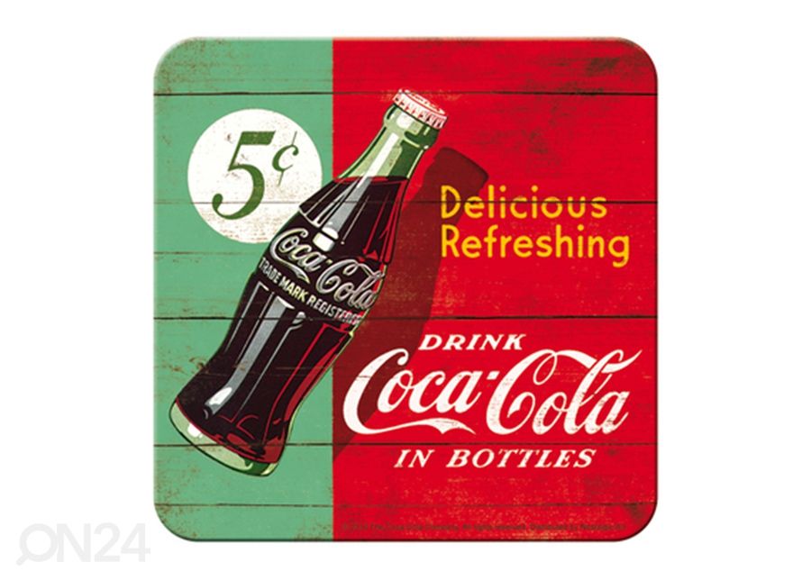 Retro lasinalusta Coca-Cola Delicious Refreshing 4 kpl kuvasuurennos