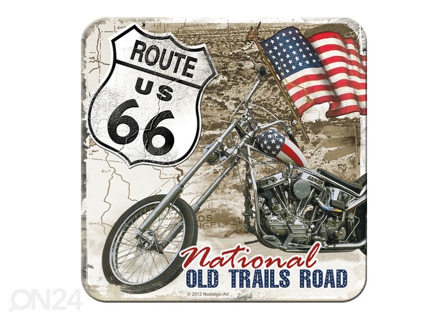 Retro lasinalusta Route 66 Old Trails Road 4 kpl kuvasuurennos
