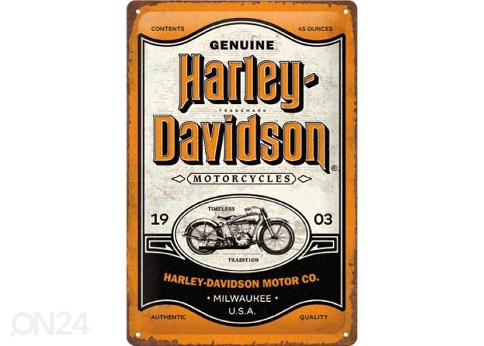 Retro metallijuliste 20x30 cm Harley-Davidson - Genuine Motorcycles Milwaukee kuvasuurennos