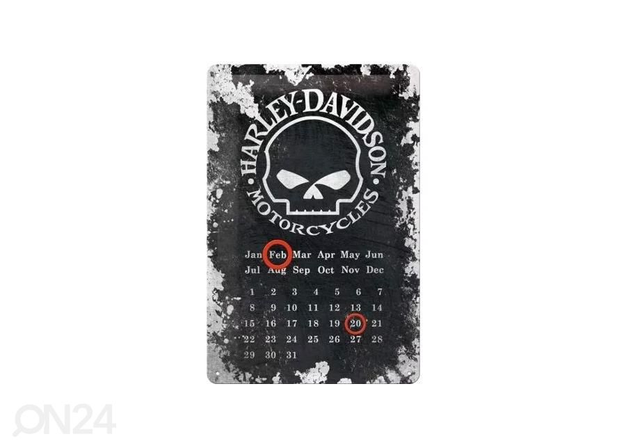 Retro metallikalenteri Harley-Davidson Skull kuvasuurennos