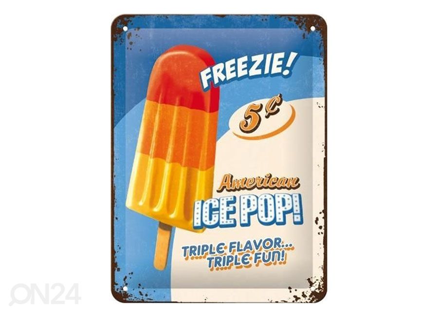 Retro metallitaulu American Ice Pop 15x20 cm kuvasuurennos