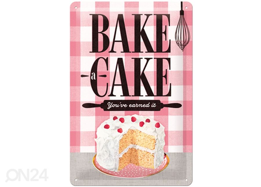Retro metallitaulu Bake a cake 20x30 cm kuvasuurennos