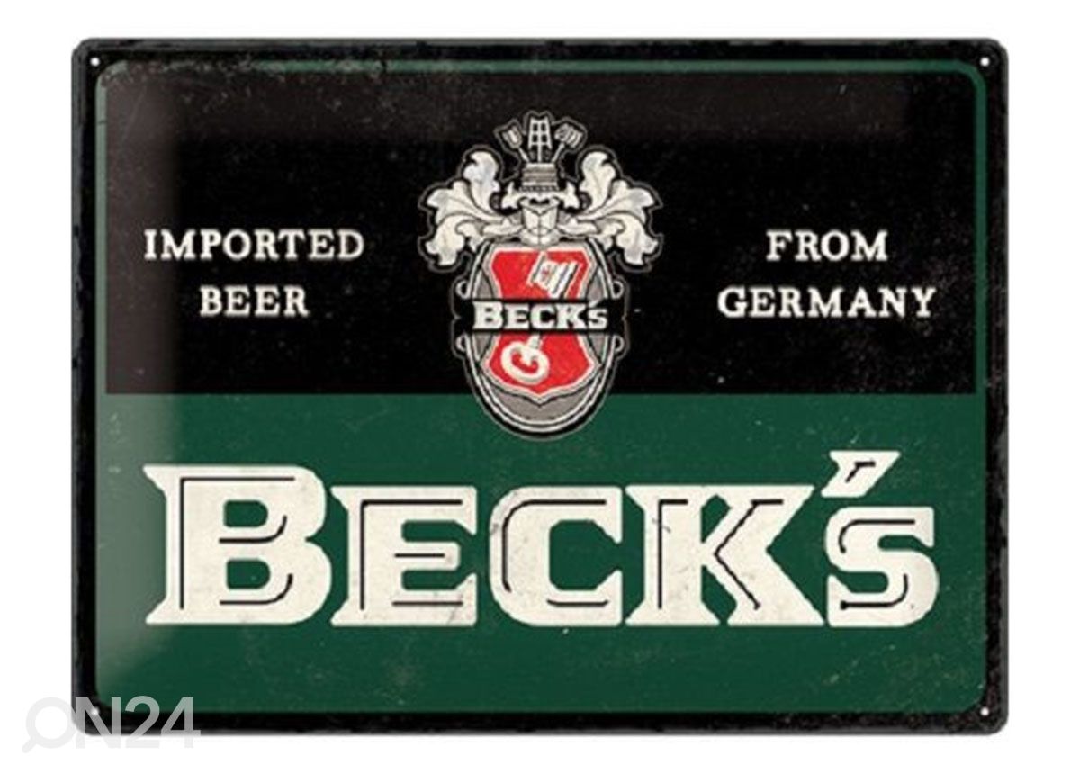 Retro metallitaulu Becks - Grün Quer 30x40 cm kuvasuurennos