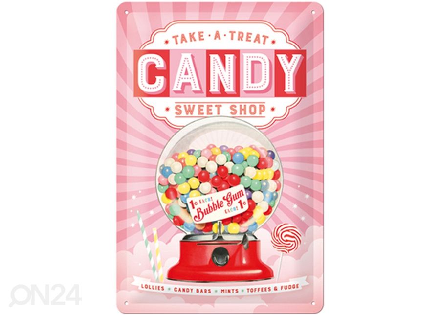 Retro metallitaulu Candy 20x30 cm kuvasuurennos