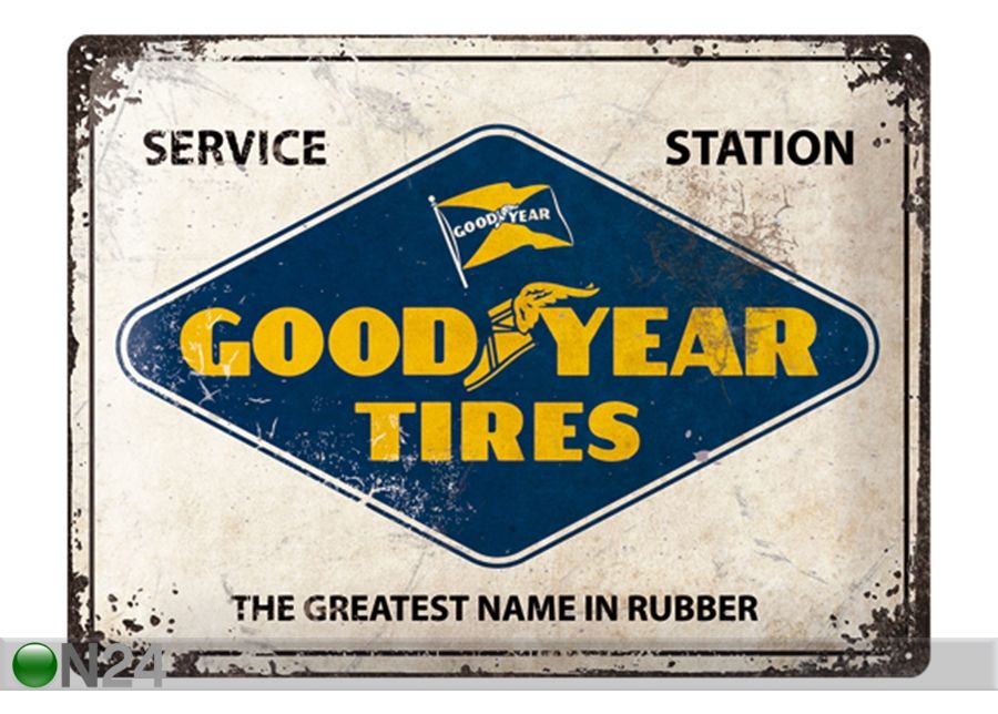 Retro metallitaulu GoodYear Logo 30x40 cm kuvasuurennos
