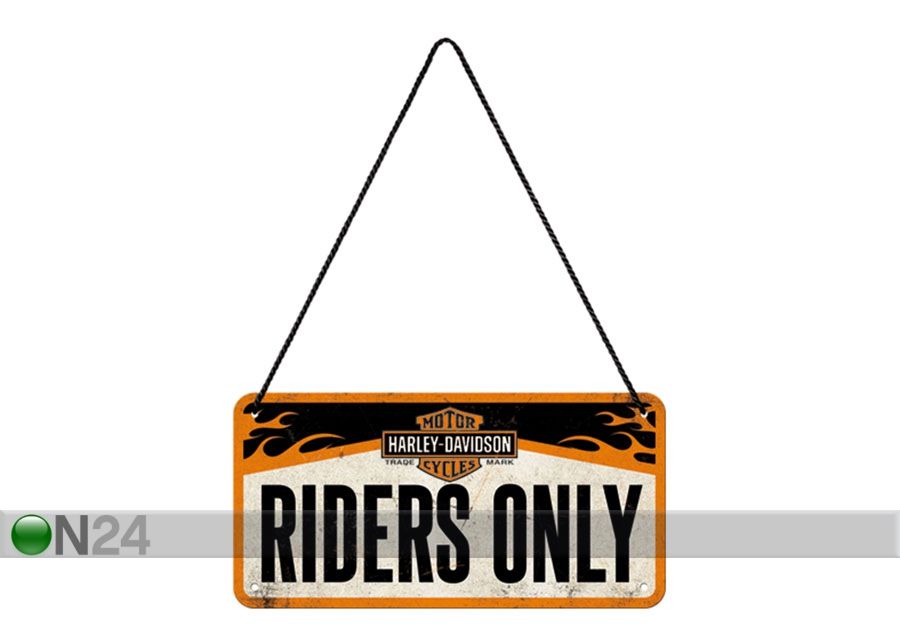 Retro metallitaulu Harley Davidson Riders Only 10x20 cm kuvasuurennos