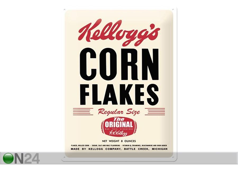 Retro metallitaulu Kellogg's Corn Flakes The Original 30x40 cm kuvasuurennos