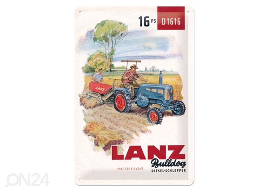 Retro metallitaulu Lanz Diesel-Schlepper 20x30 cm kuvasuurennos