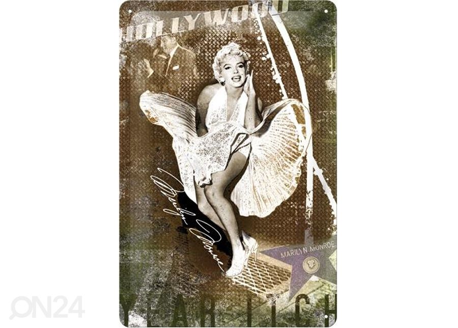 Retro metallitaulu Marilyn Monoroe Hollywood 20x30cm kuvasuurennos