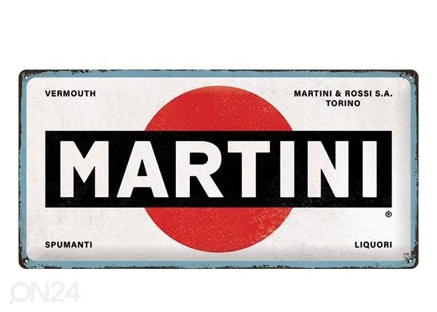 Retro metallitaulu Martini - Logo White 25x50 cm kuvasuurennos