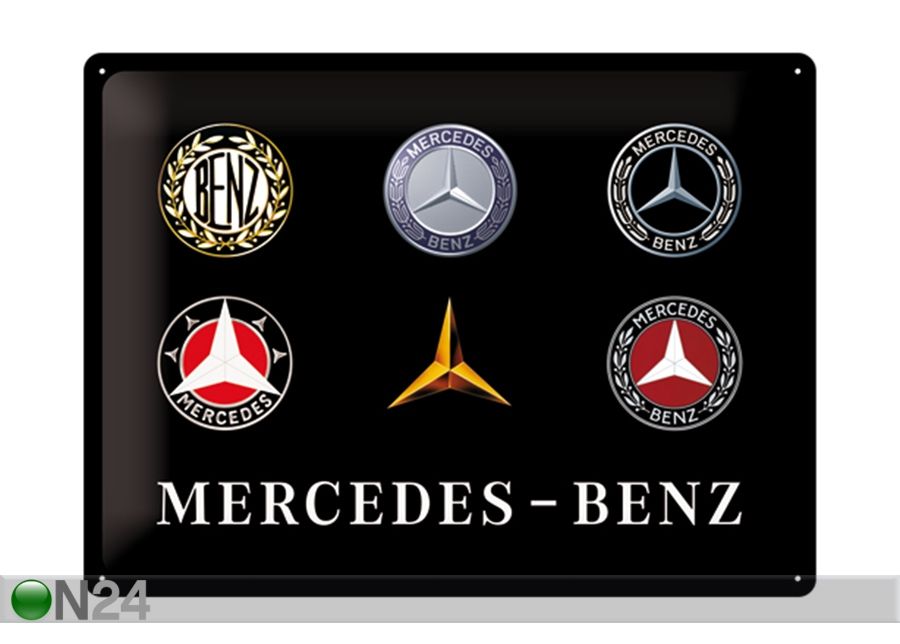 Retro metallitaulu Mercedes-Benz logo 30x40 cm kuvasuurennos