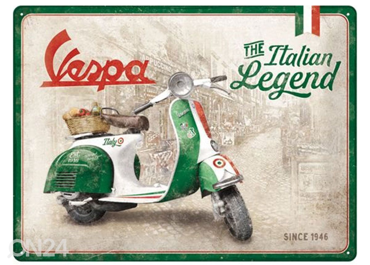 Retro metallitaulu Vespa - Italian Legend 30x40 cm kuvasuurennos