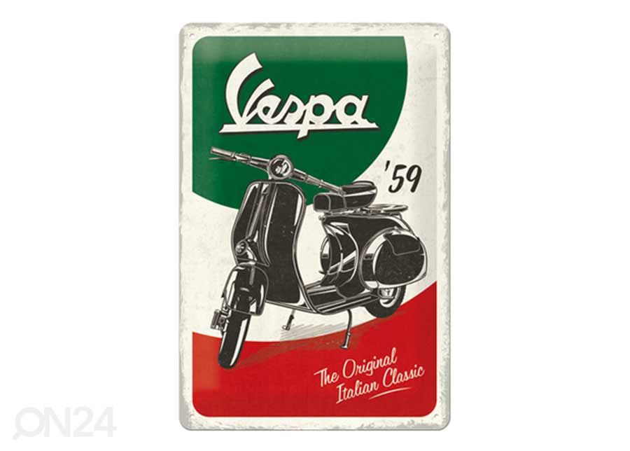 Retro metallitaulu Vespa The Original Italian Classic 20x30 cm kuvasuurennos