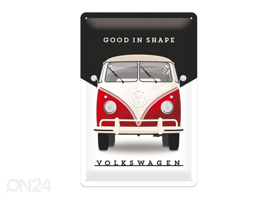 Retro metallitaulu VW Bulli Good in Shape 20x30 cm kuvasuurennos