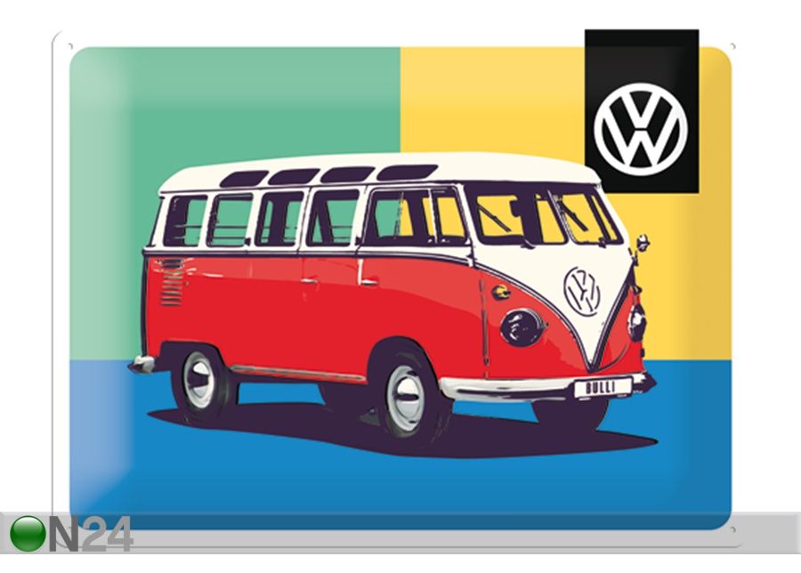 Retro metallitaulu VW Bulli Pop Art 30x40cm kuvasuurennos