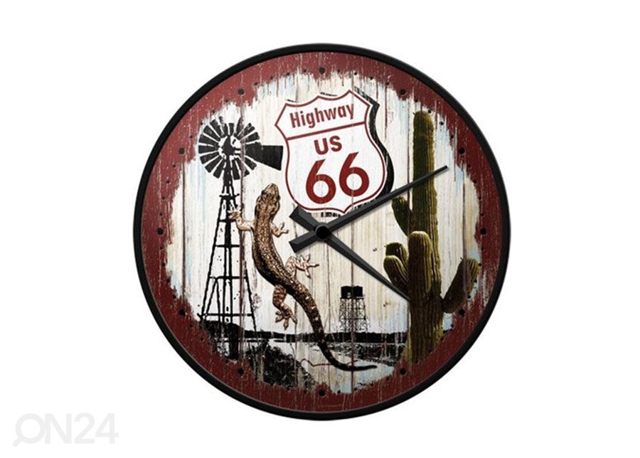RETRO seinäkello ROUTE 66 SURVIVOR kuvasuurennos