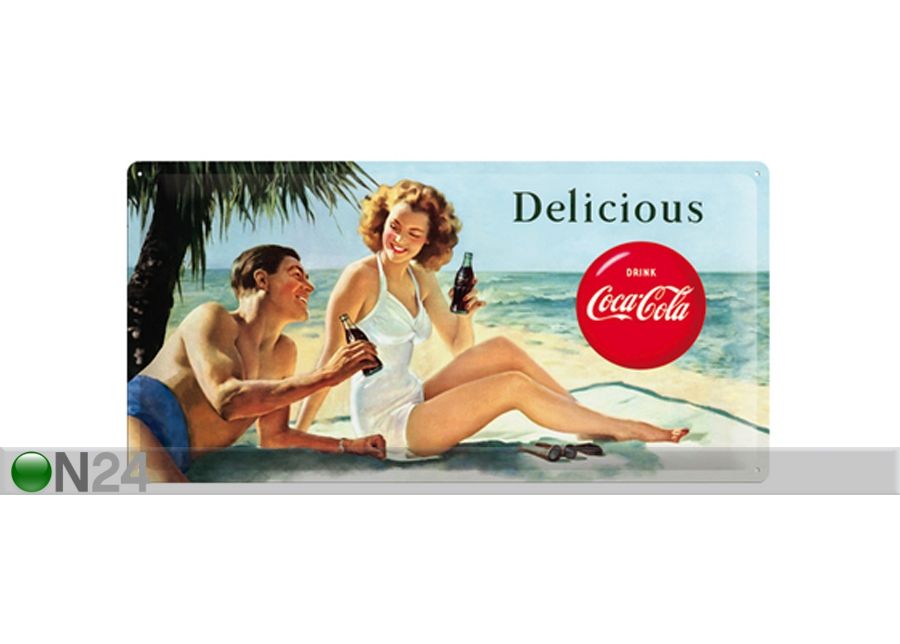 Retrotyylinen metallitaulu Coca-Cola Delicious 25x50 cm kuvasuurennos