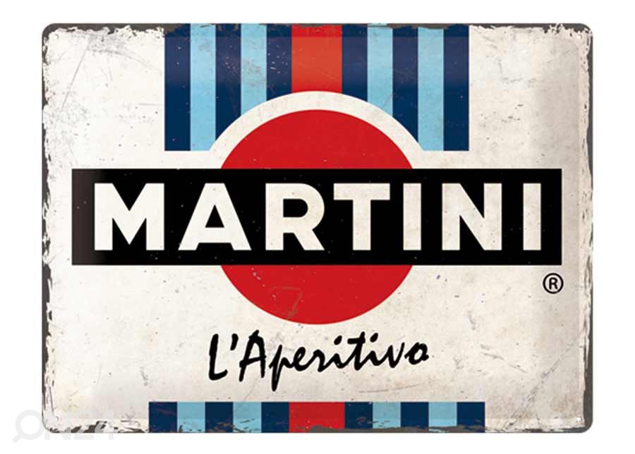 Retrotyylinen metallitaulu Martini - L´Aperitivo Racing Stripes 30x40 cm kuvasuurennos
