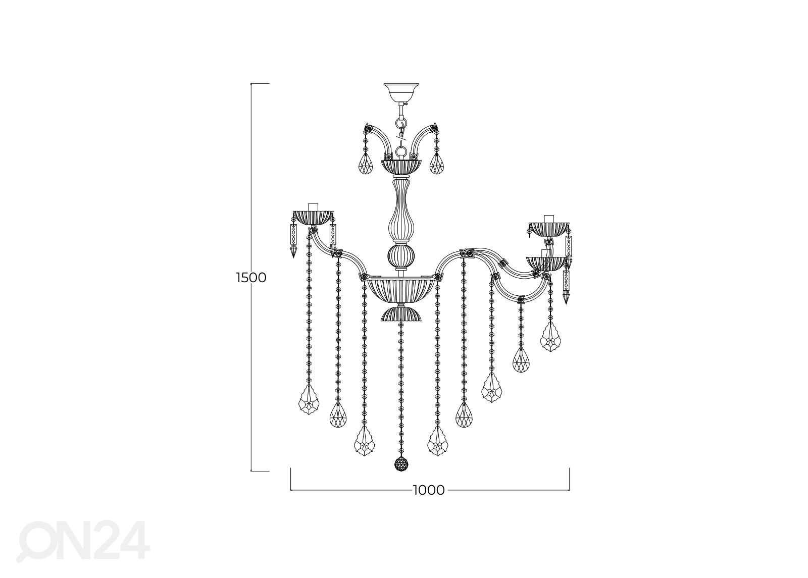 Riippuvalaisin Chateau Gold Ø 100 cm kuvasuurennos mitat