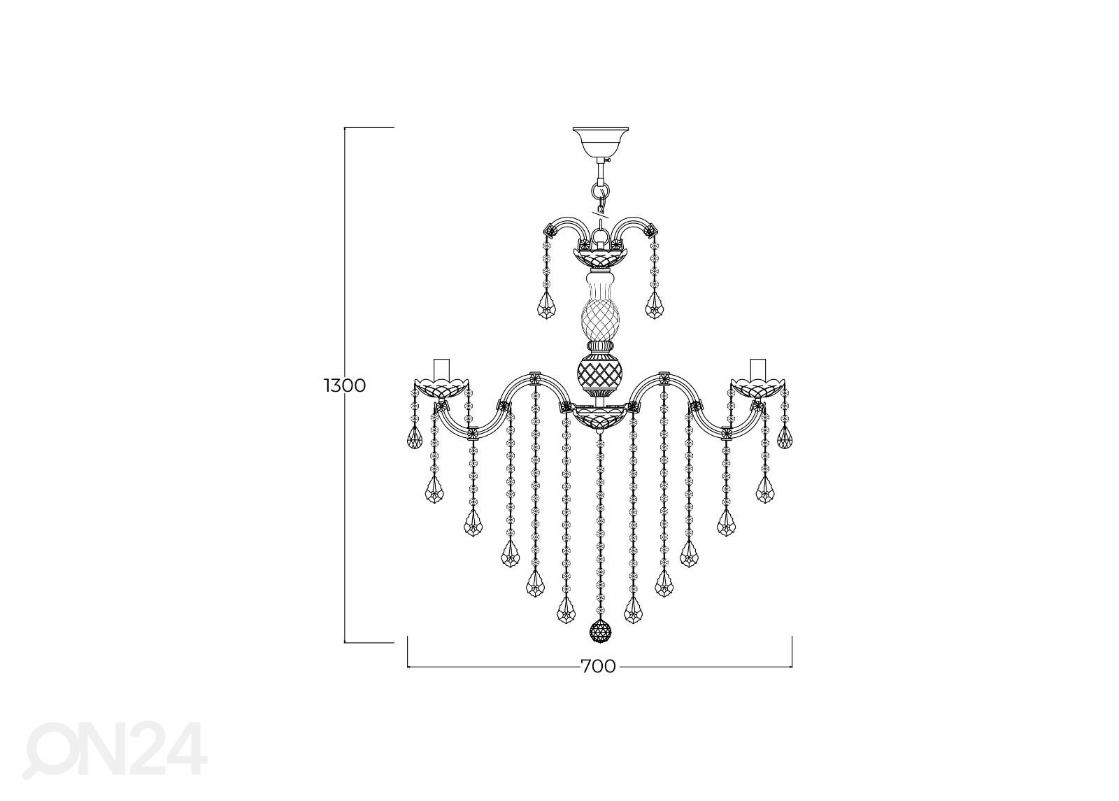 Riippuvalaisin Chateau Gold-2 kuvasuurennos mitat