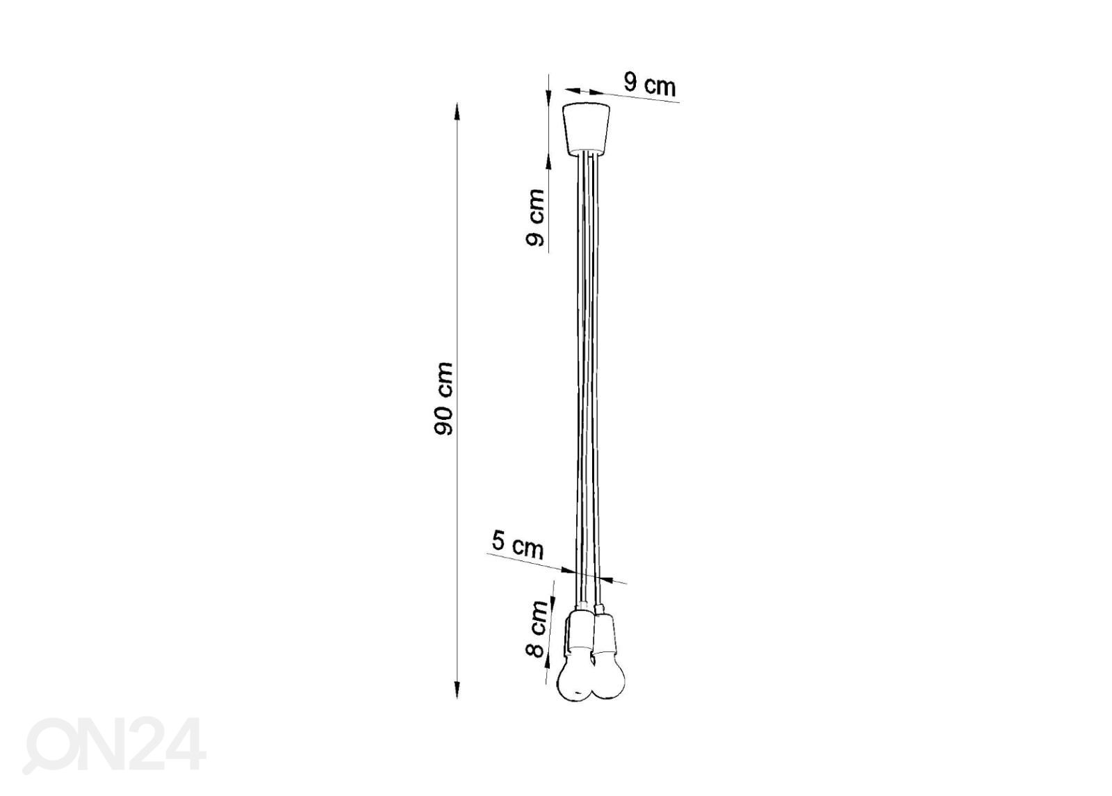 Riippuvalaisin Diego 3 kuvasuurennos mitat