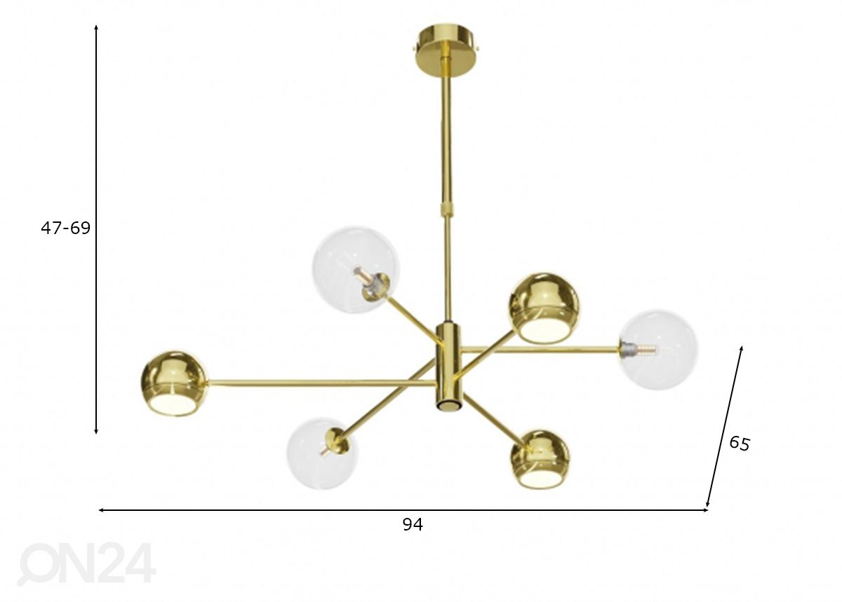 Riippuvalaisin Moka Gold 6 TR kuvasuurennos mitat