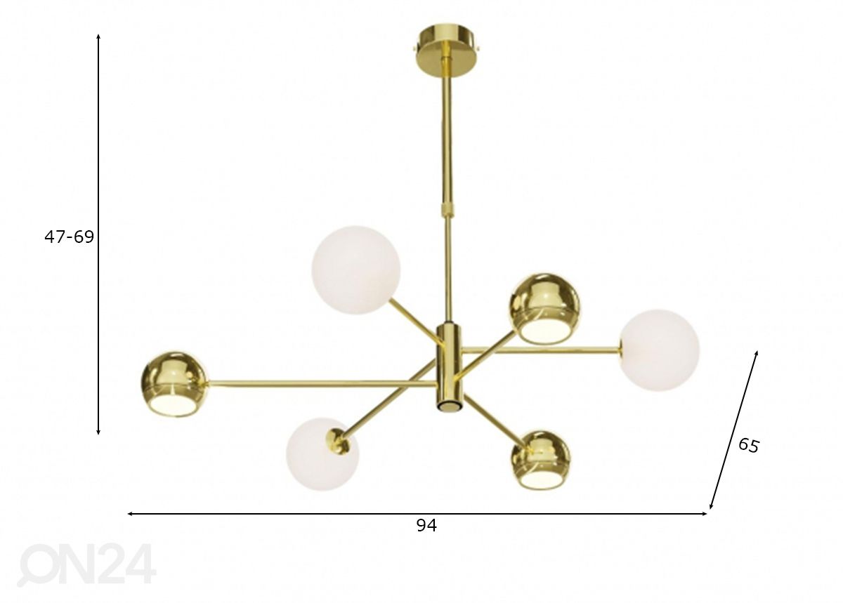 Riippuvalaisin Moka Gold 6 WH kuvasuurennos mitat