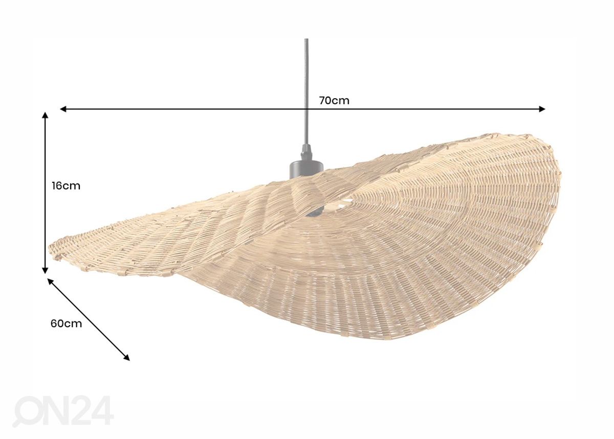 Riippuvalaisin Organic Living 70x60 cm kuvasuurennos mitat