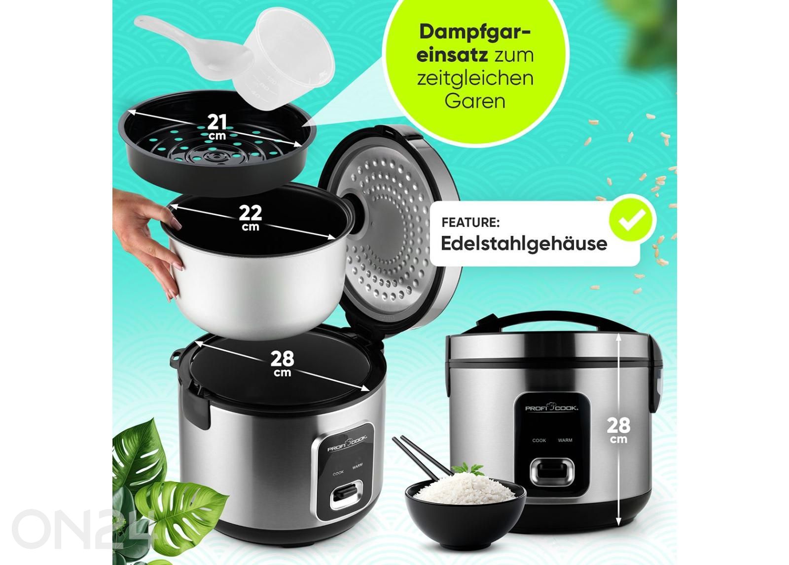 Riisinkeitin Proficook PCRK1285 kuvasuurennos mitat