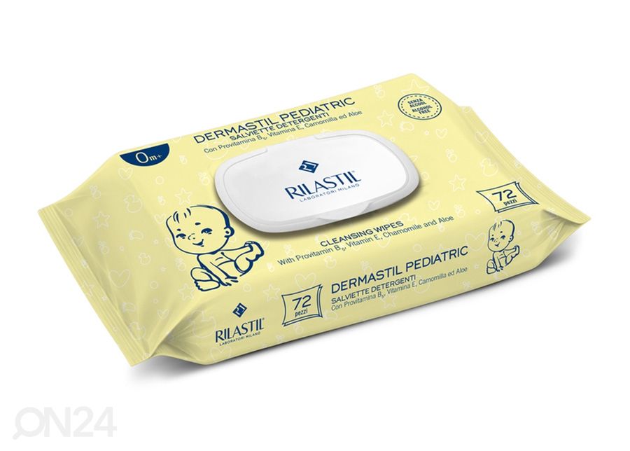 Rilastil Dermastil Pediatric vauvan puhdistuspyyhkeet kamomillalla 2x72 kpl kuvasuurennos