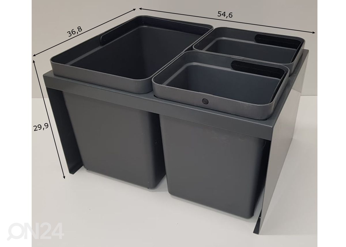 Roskien lajitteluastia 60 cm laatikkoon kuvasuurennos mitat