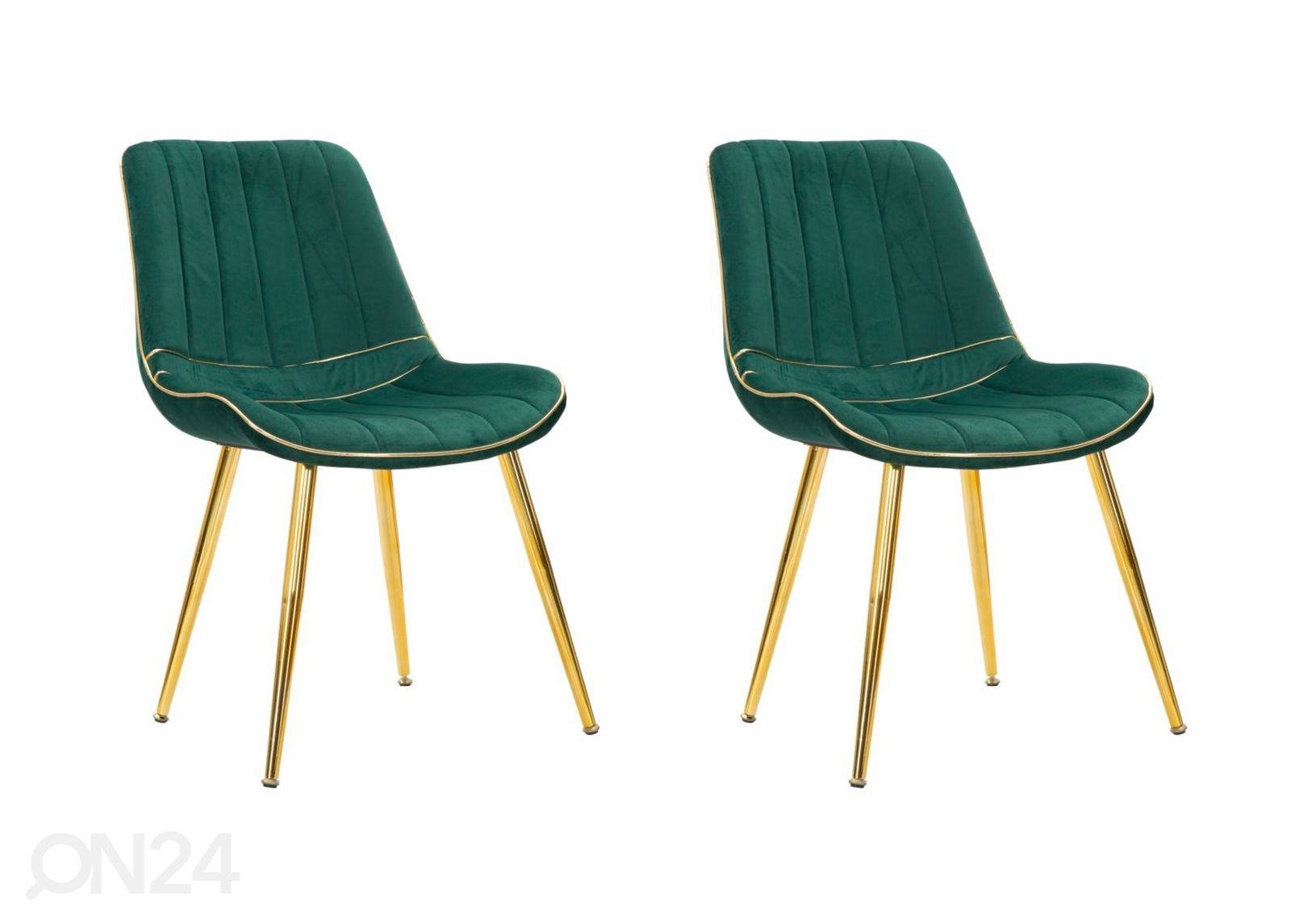 Ruokapöydän tuolit Glam (2 kpl), vihreä/kullanvärinen kuvasuurennos