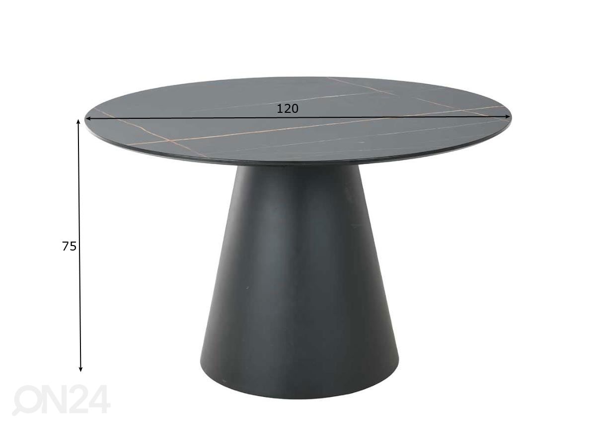 Ruokapöytä Ø 120 cm kuvasuurennos mitat
