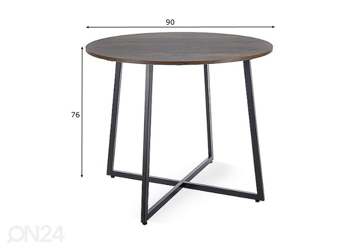 Ruokapöytä Ø 90 cm kuvasuurennos mitat
