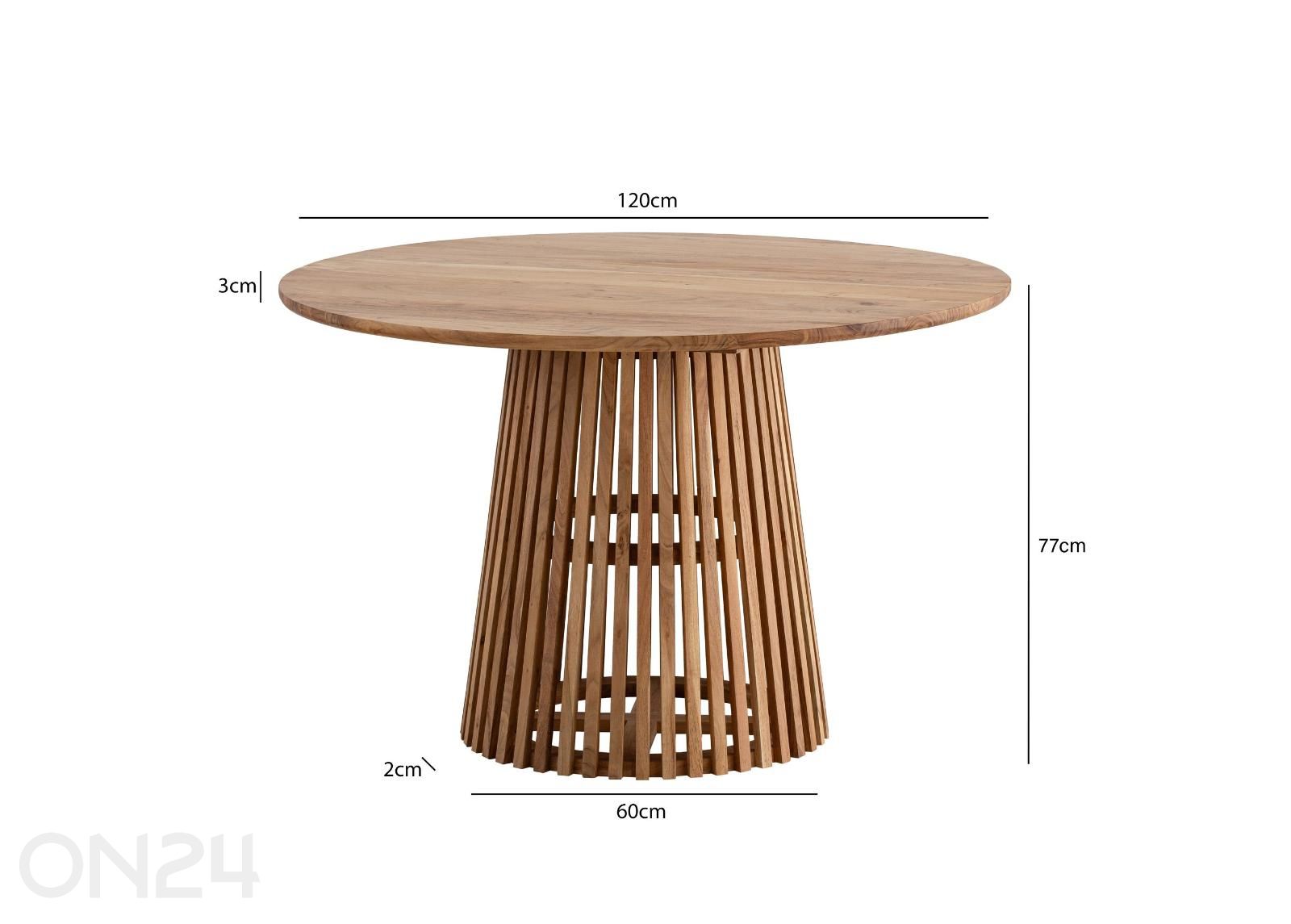 Ruokapöytä Ø120 cm kuvasuurennos mitat