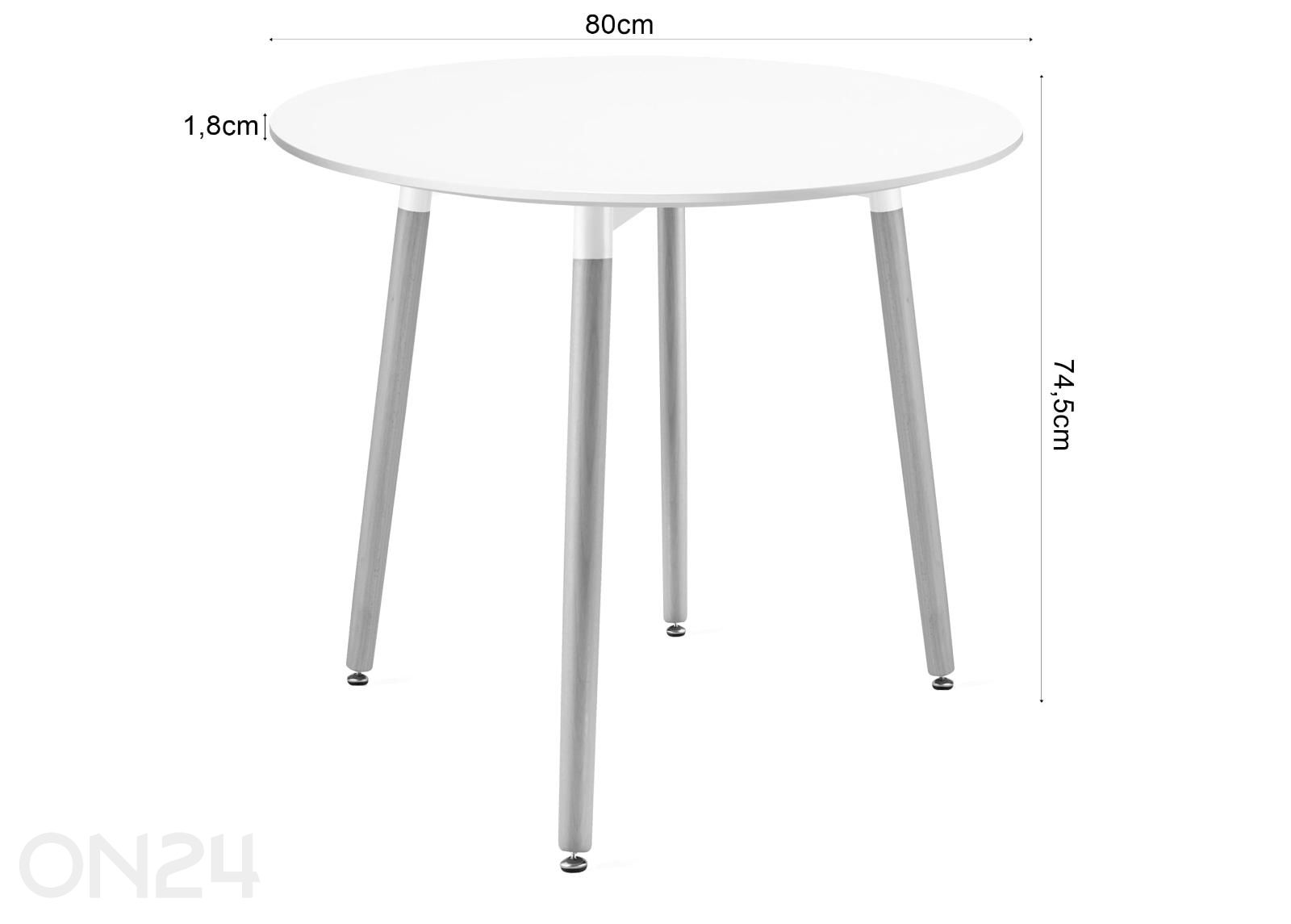 Ruokapöytä Ø80 cm kuvasuurennos mitat