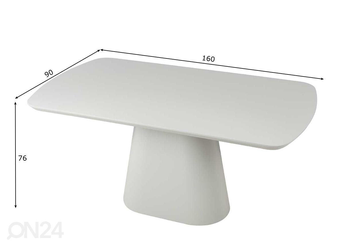 Ruokapöytä 160x90 cm kuvasuurennos mitat