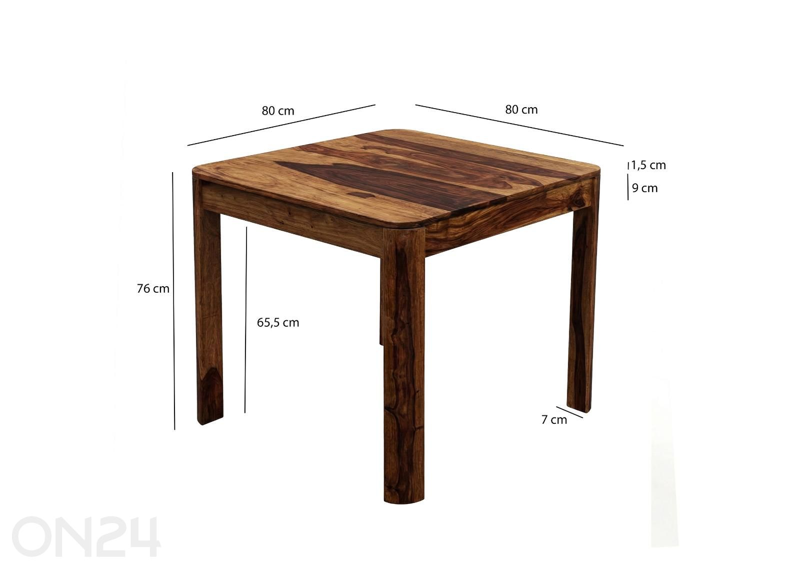 Ruokapöytä 80 × 80 cm, tummanruskea kuvasuurennos mitat
