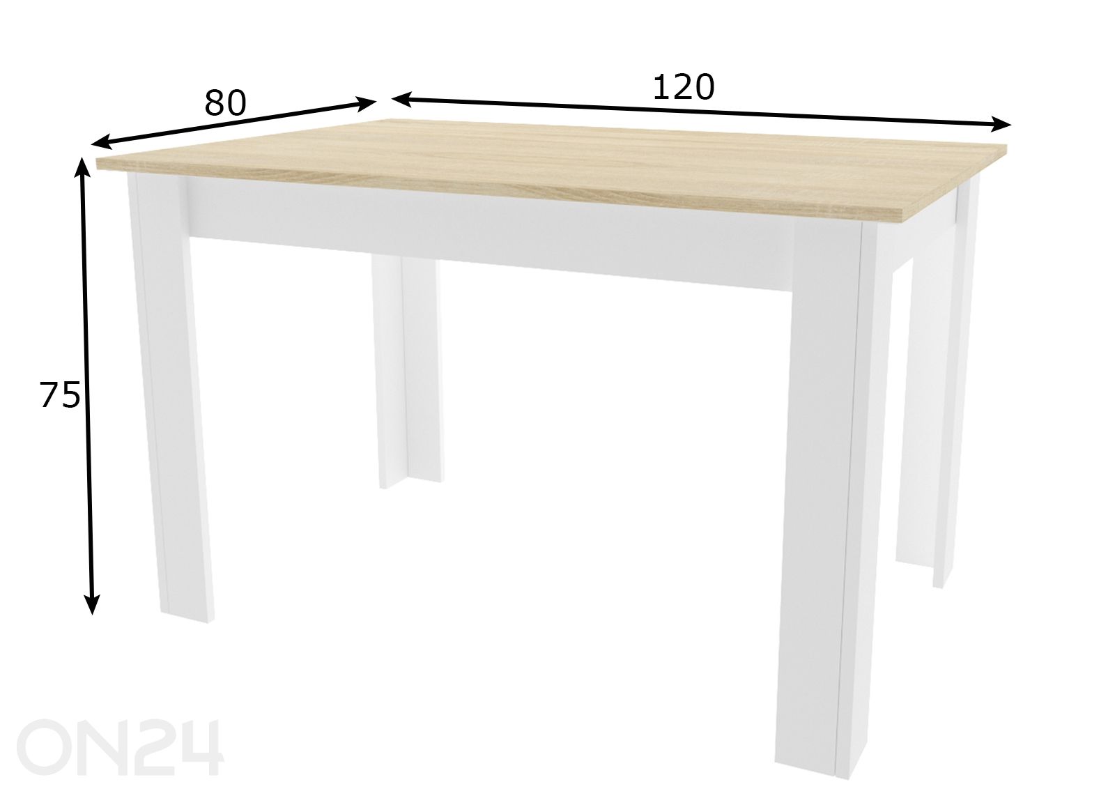 Ruokapöytä 80 x 120 cm kuvasuurennos mitat