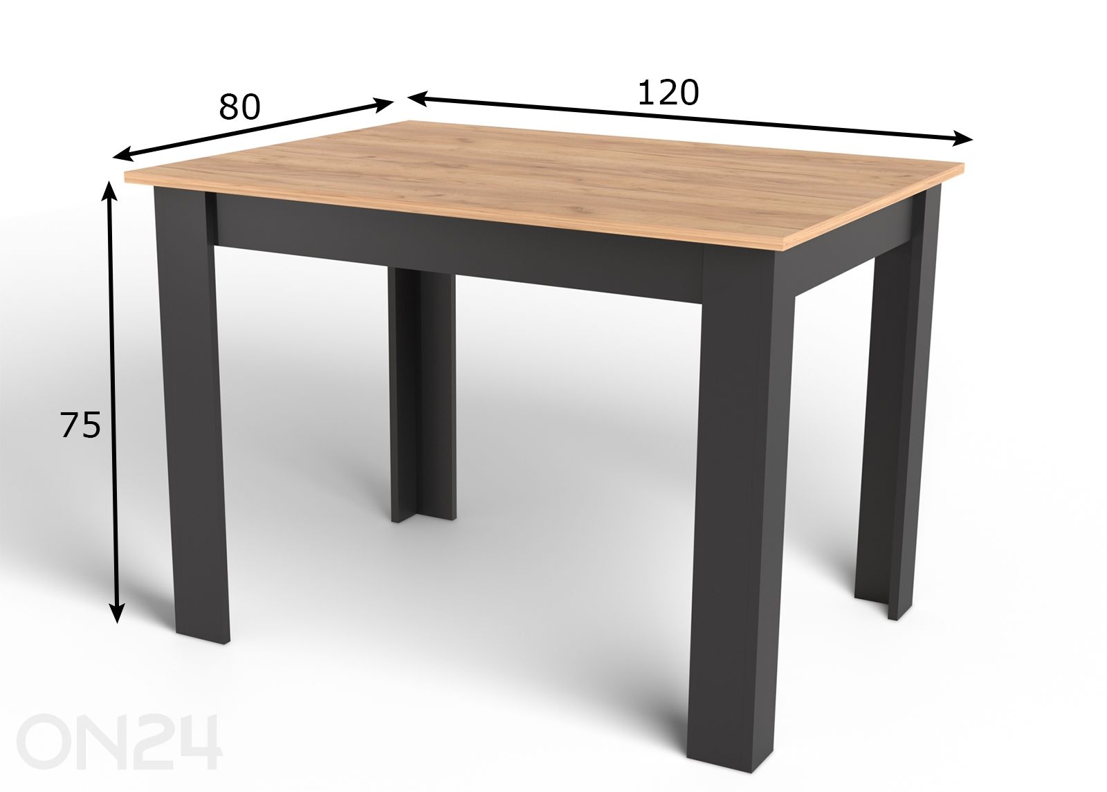 Ruokapöytä 80 x 120 cm kuvasuurennos mitat