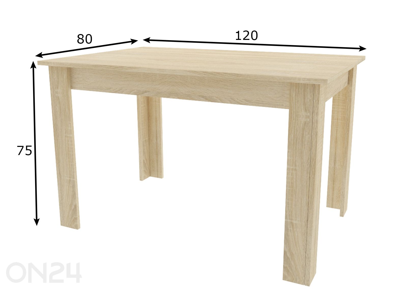 Ruokapöytä 80x120 cm kuvasuurennos mitat