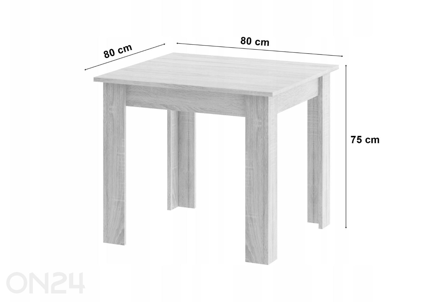 Ruokapöytä 80x80 cm kuvasuurennos mitat