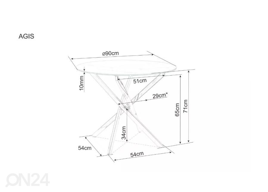 Ruokapöytä Aegis Ø 90 cm kuvasuurennos mitat