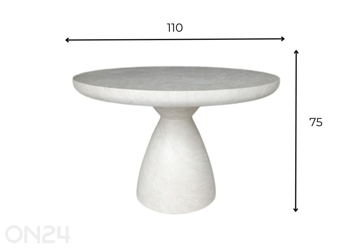 Ruokapöytä Amanda D110, valkoinen kuvasuurennos mitat