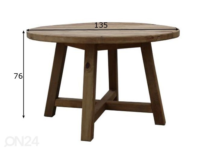 Ruokapöytä Aspen-135 Ø135 cm kuvasuurennos mitat