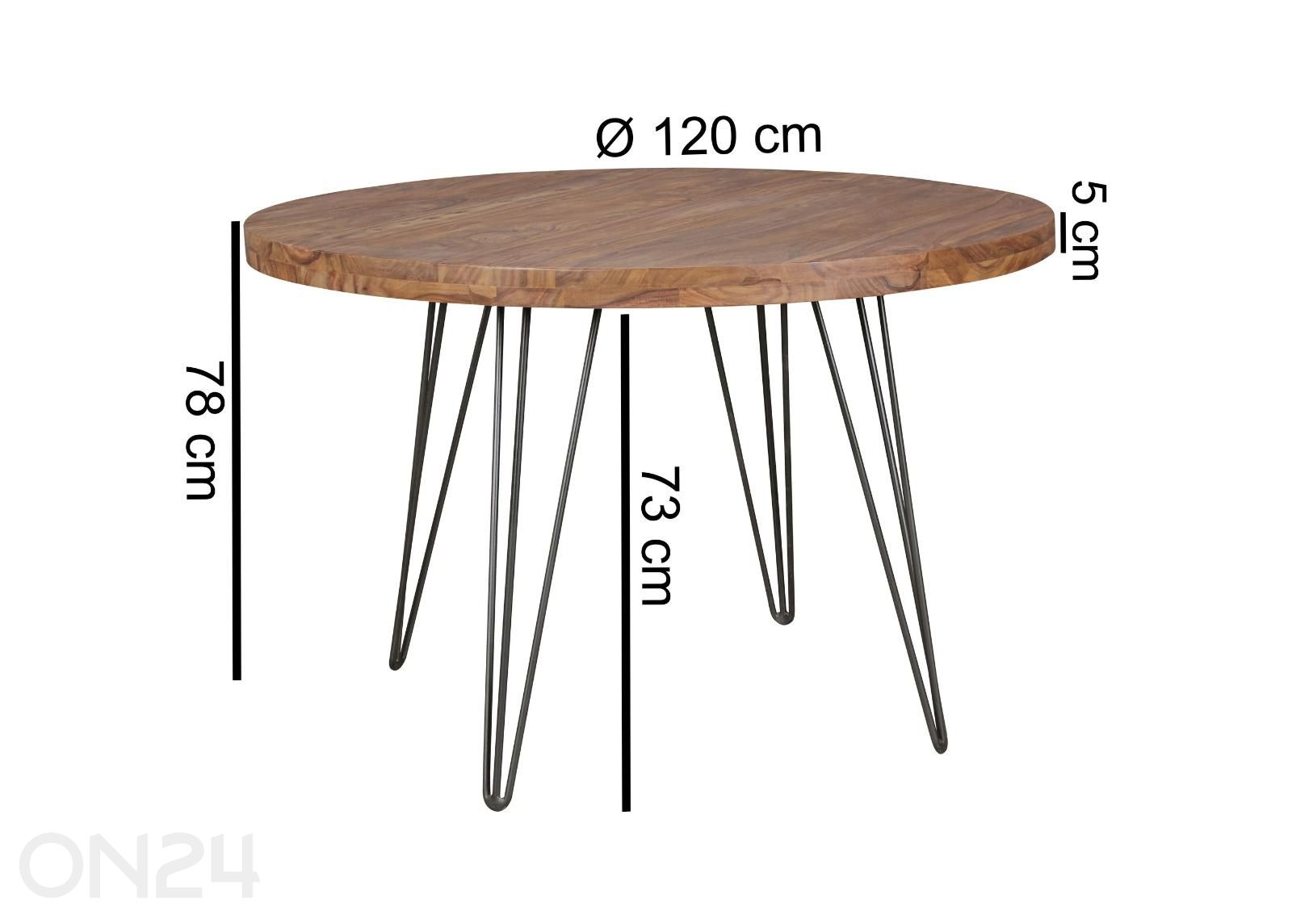 Ruokapöytä Bagli Ø 120 cm kuvasuurennos mitat
